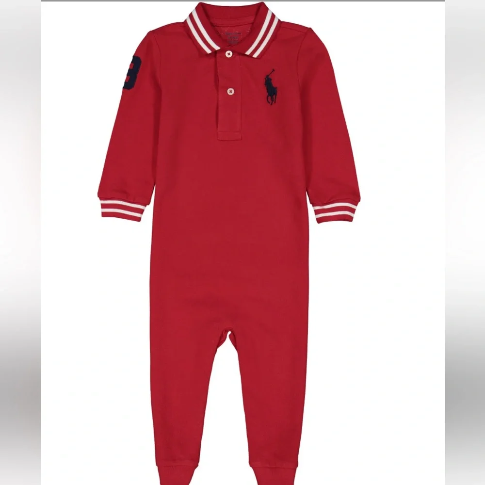 Ralph Lauren Red Kids One Piece Footie new
